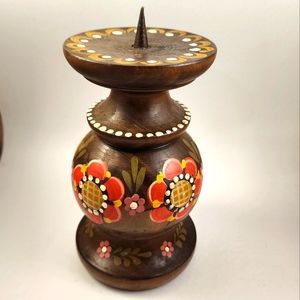 Handpainted Wooden Candle Stand